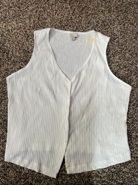 A New Day Classic White Ribbed Button-Front Women's Tank Top Size XXL | NWT